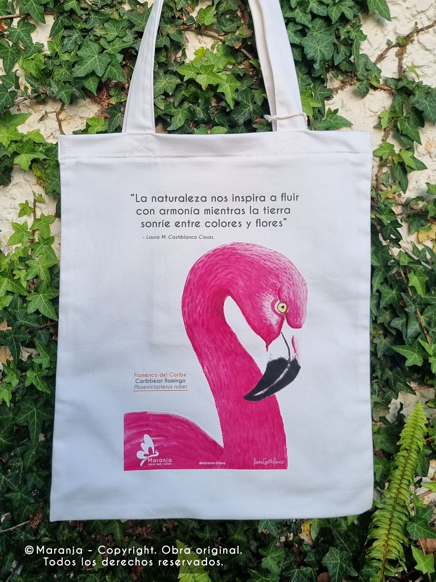 Bolsa / Totebag Flamingo del Caribe + Papel plantable