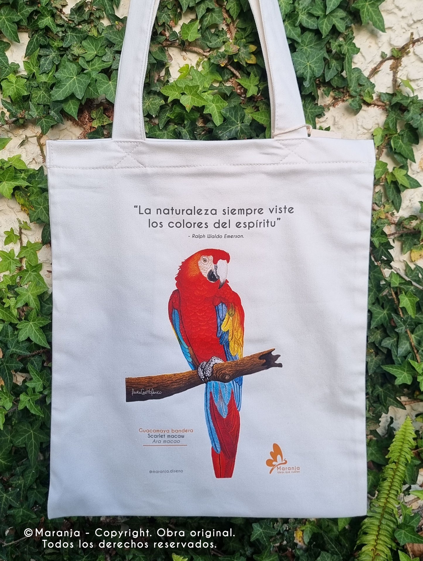 Bolsa / Totebag Guacamaya + Papel plantable