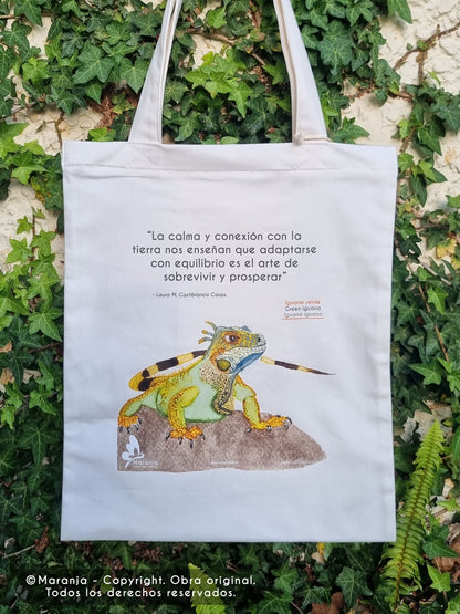 Bolsa / Totebag Iguana verde + Papel plantable