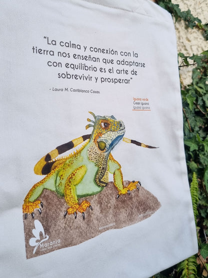 Bolsa / Totebag Iguana verde + Papel plantable
