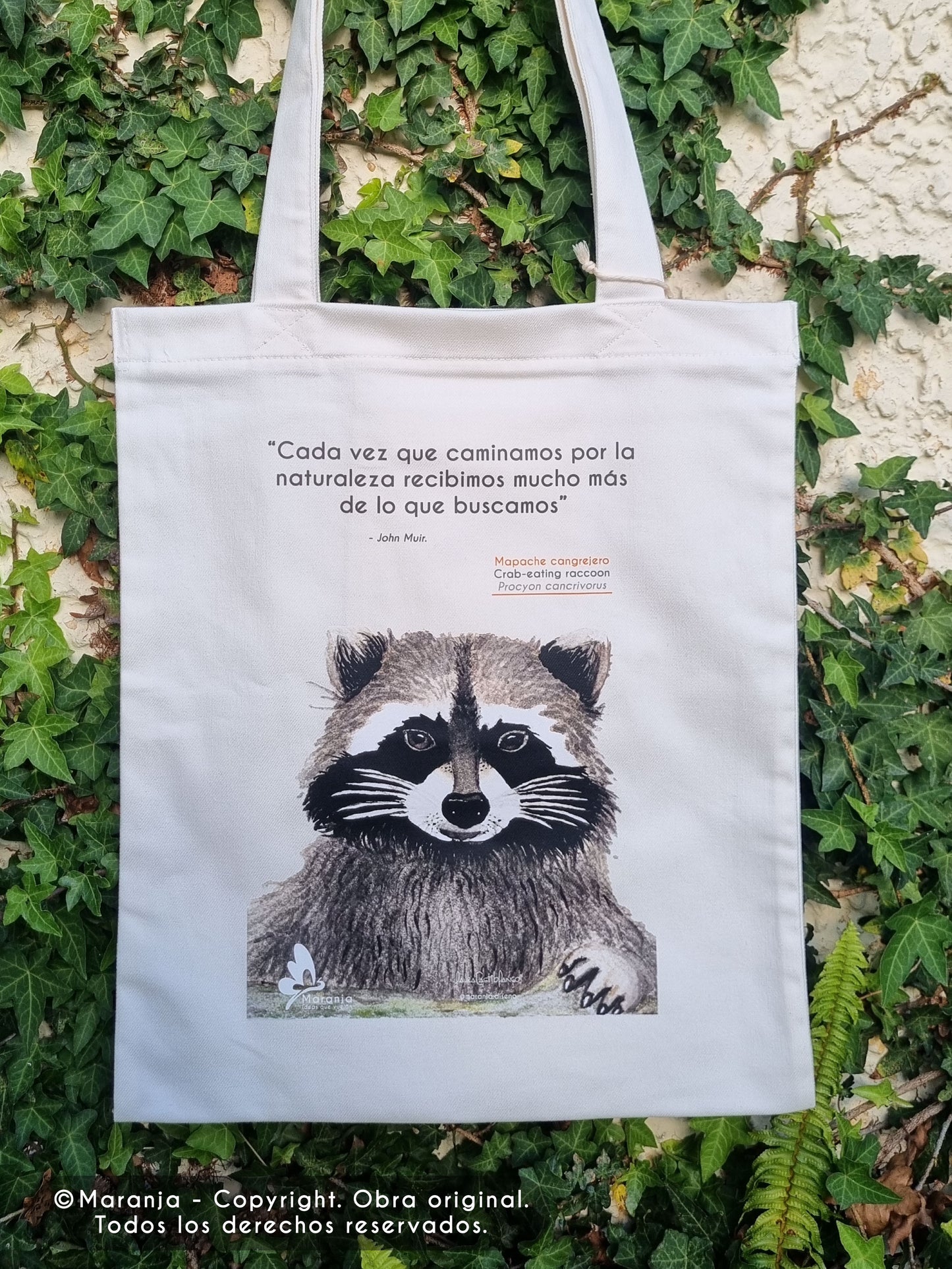 Bolsa / Totebag Mapache cangrejero + Papel plantable