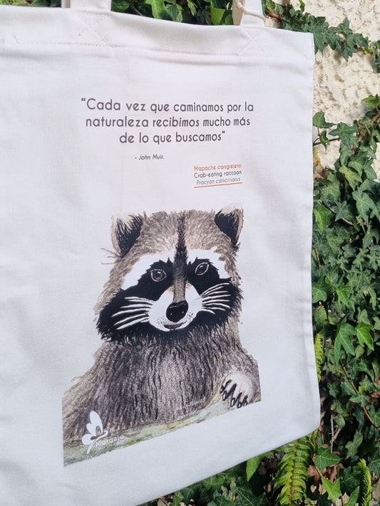 Bolsa / Totebag Mapache cangrejero + Papel plantable
