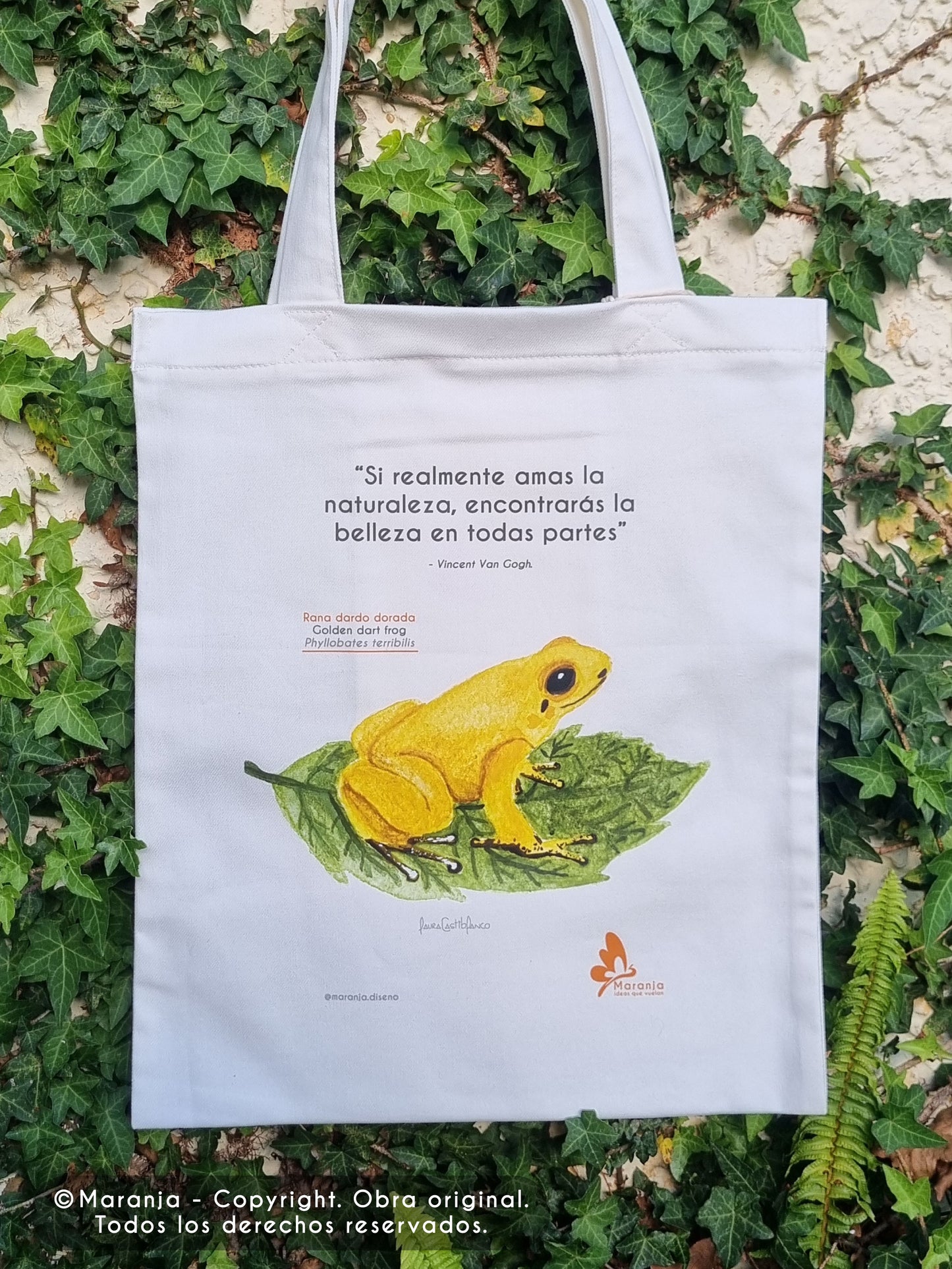Bolsa / Totebag Rana dardo dorada + Papel plantable