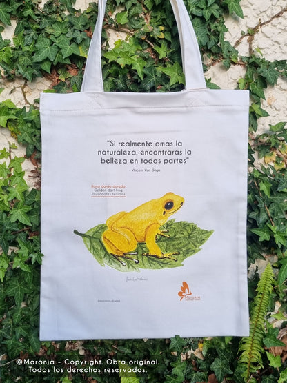 Bolsa / Totebag Rana dardo dorada + Papel plantable