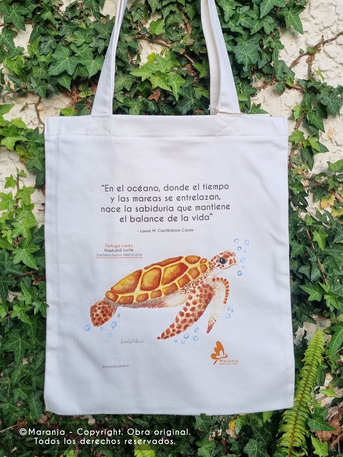 Bolsa / Totebag Tortuga Carey + Papel plantable