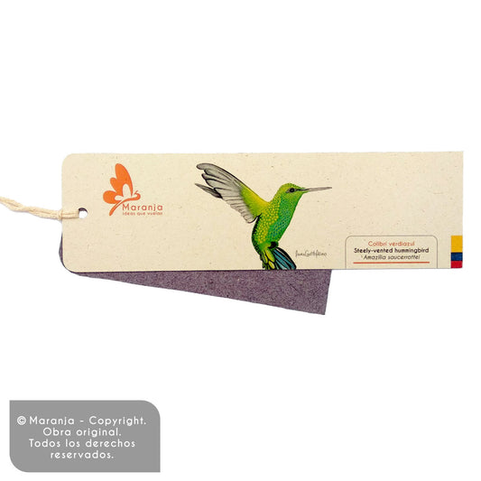 Separador de libros / Marcapáginas de Colibrí verdiazul