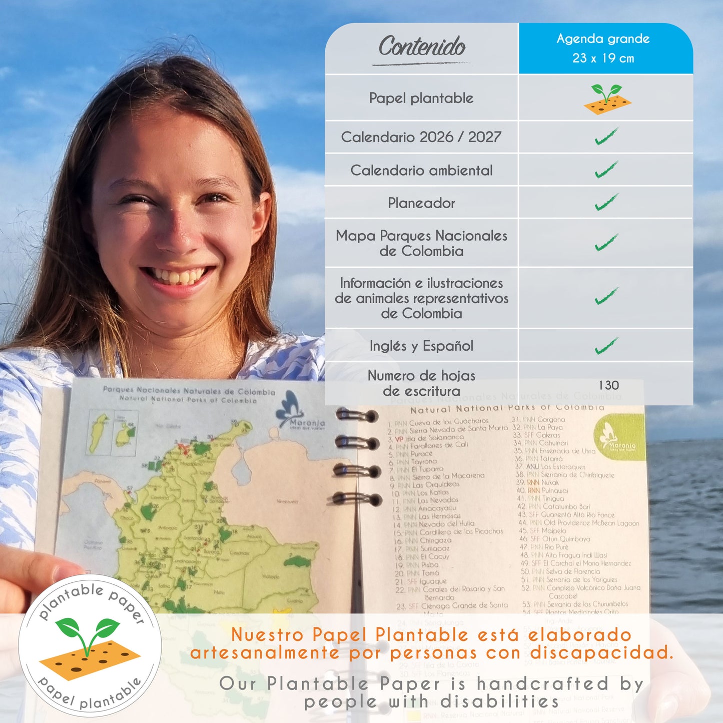 Agenda grande Mapache + Papel plantable