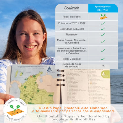 Agenda grande Mapache + Papel plantable