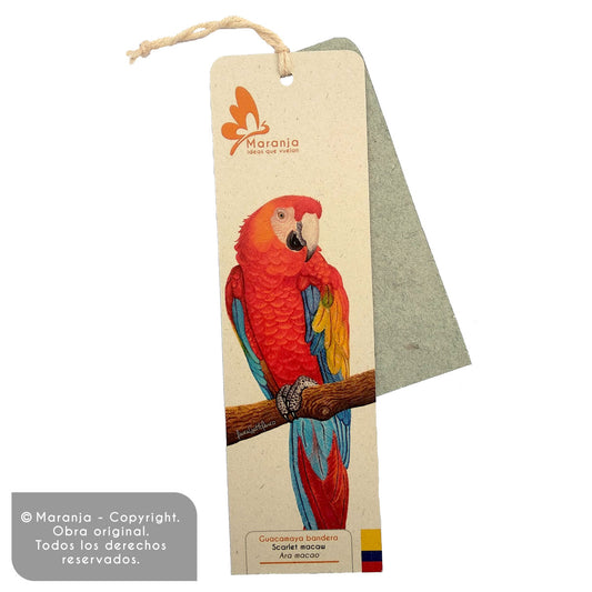 Separador de libros / Marcapáginas de Guacamaya bandera