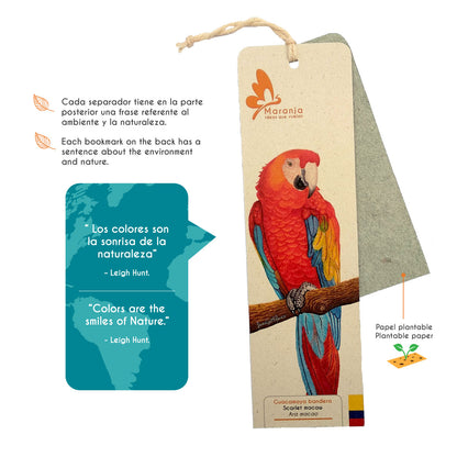 Separador de libros / Marcapáginas de Guacamaya bandera