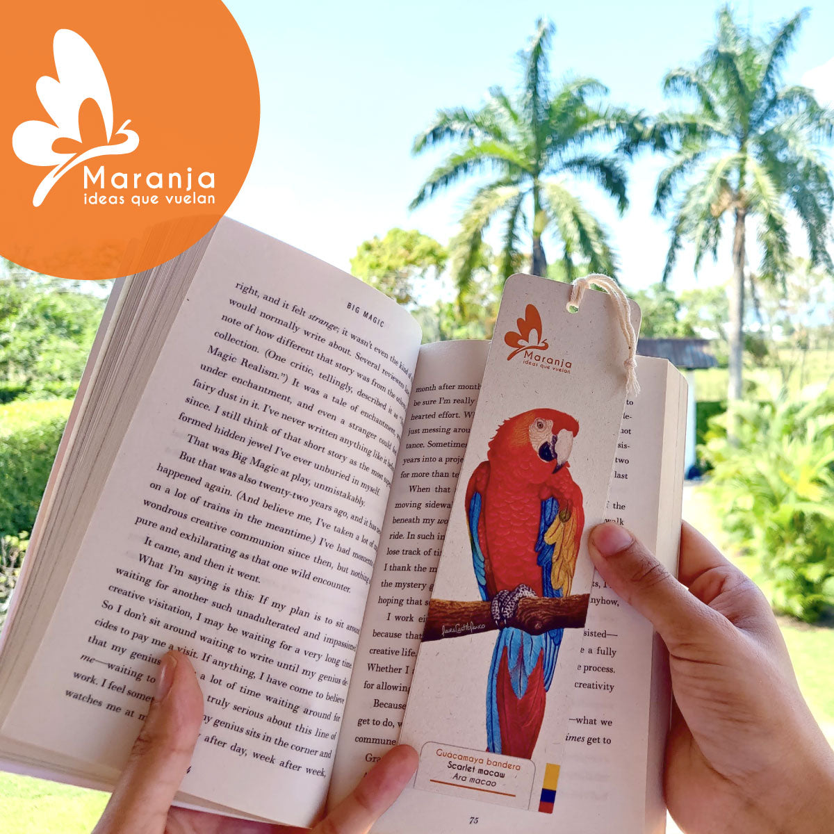 Separador de libros / Marcapáginas de Guacamaya bandera