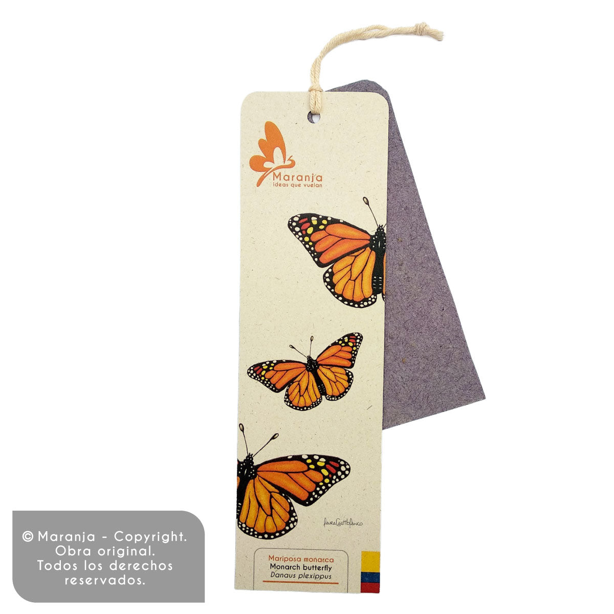 Separador de libros / Marcapáginas de Mariposa monarca