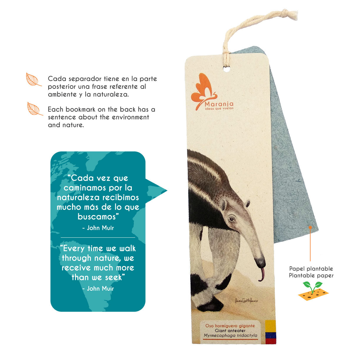 Separador de libros / Marcapáginas de Oso hormiguero