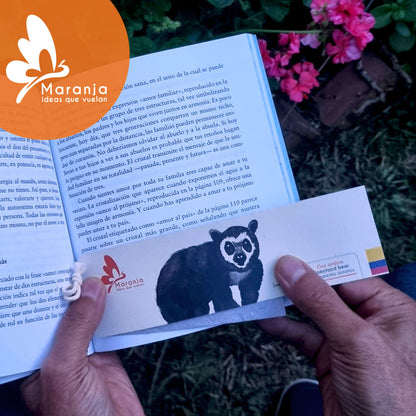 Separador de libros / Marcapáginas de Oso andino u Oso de anteojos