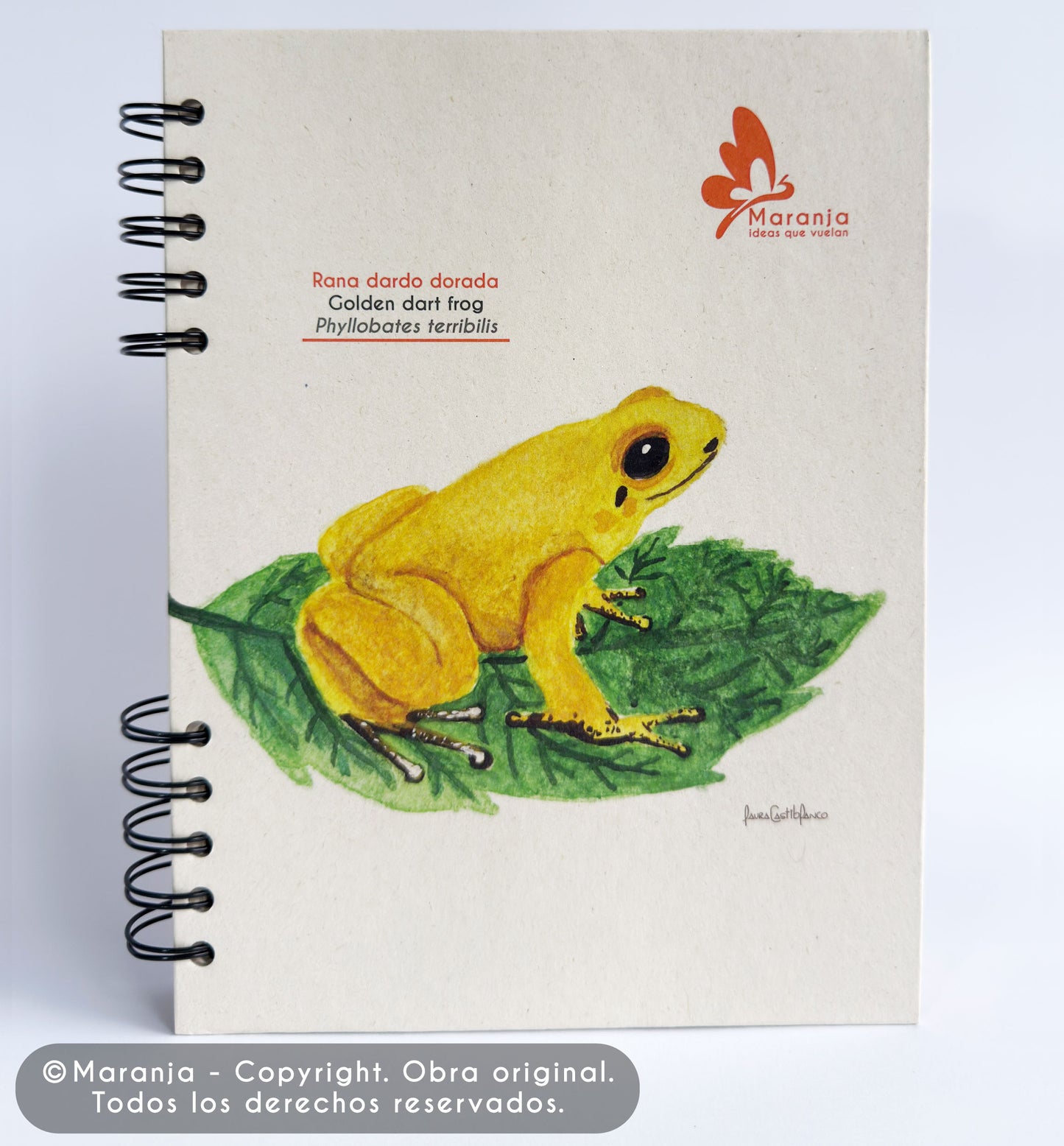 Agenda grande Rana dardo dorada + Papel plantable