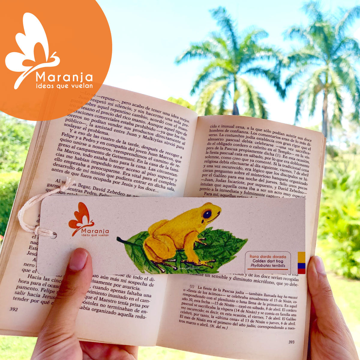 Separador de libros / Marcapáginas de Rana dardo dorada